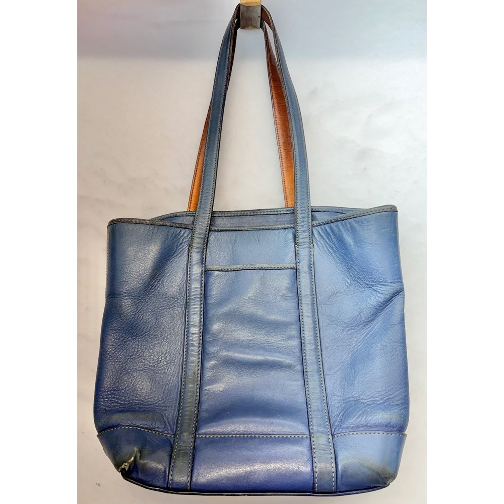 VTG Coach Vintage Blue Leather Tote Bag Shoulder, Y2K